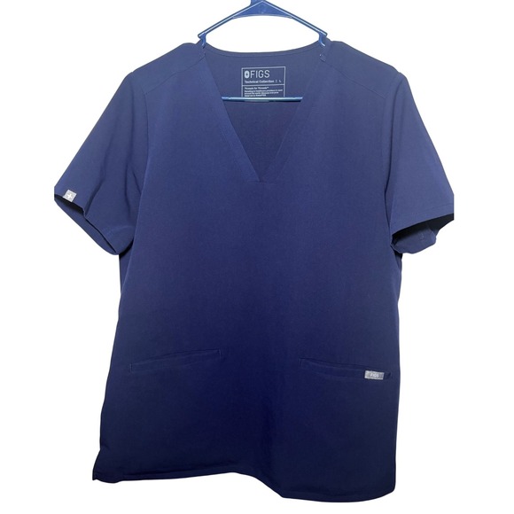 Figs Tops - FIGS Casma Navy Blue Womens Large Three-Pocket Scrub Top